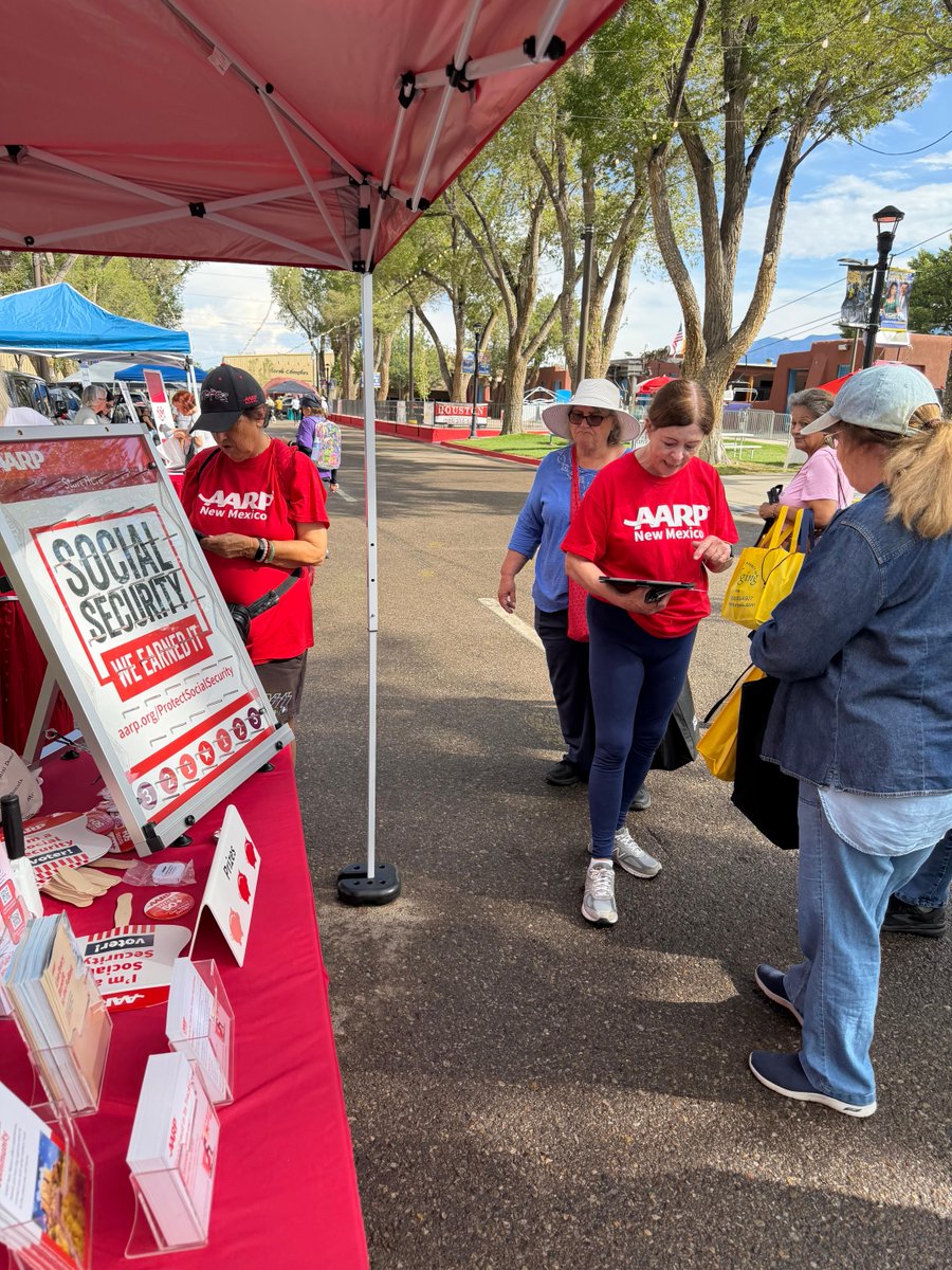 AARPNM's tweet photo. AARP New Mexico had a wonderful time Monday at the New Mexico State Fair’s Senior Day discussing Social Security and how to protect it for the future. https://t.co/0TeW0fDxKh