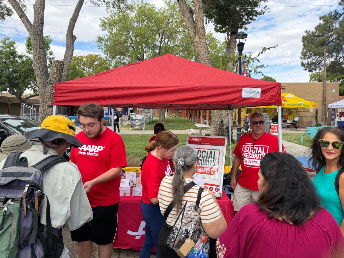 AARPNM's tweet photo. AARP New Mexico had a wonderful time Monday at the New Mexico State Fair’s Senior Day discussing Social Security and how to protect it for the future. https://t.co/0TeW0fDxKh