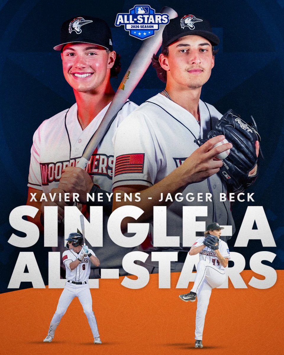 WoodpeckersNC's tweet photo. The stars were out in Fayetteville this season.

Minor League Baseball has named Xavier Neyens and Jagger Beck as Carolina League All-Stars for the 2026 season. https://t.co/PUvaSwo0Pd