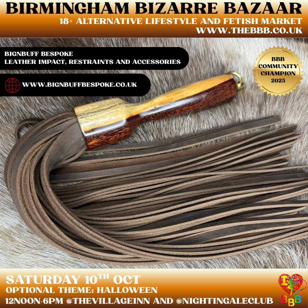 BBBAltFetBazaar's tweet photo. 🎃 October's BBB is our HALLOWEEN SPECIAL! 👻
Spooky, strange &amp; deliciously alternative • 18+ Fetish &amp; Alternative Market. Featuring @BignBuffBespoke 
🗓 Sat 10 Oct | 12–6PM
📍 Village Inn &amp; Nightingale Club, Birmingham
https://t.co/LV63CY9S8z
#BBB #HalloweenBBB #SpookySeason https://t.co/qLOsuvtnyx