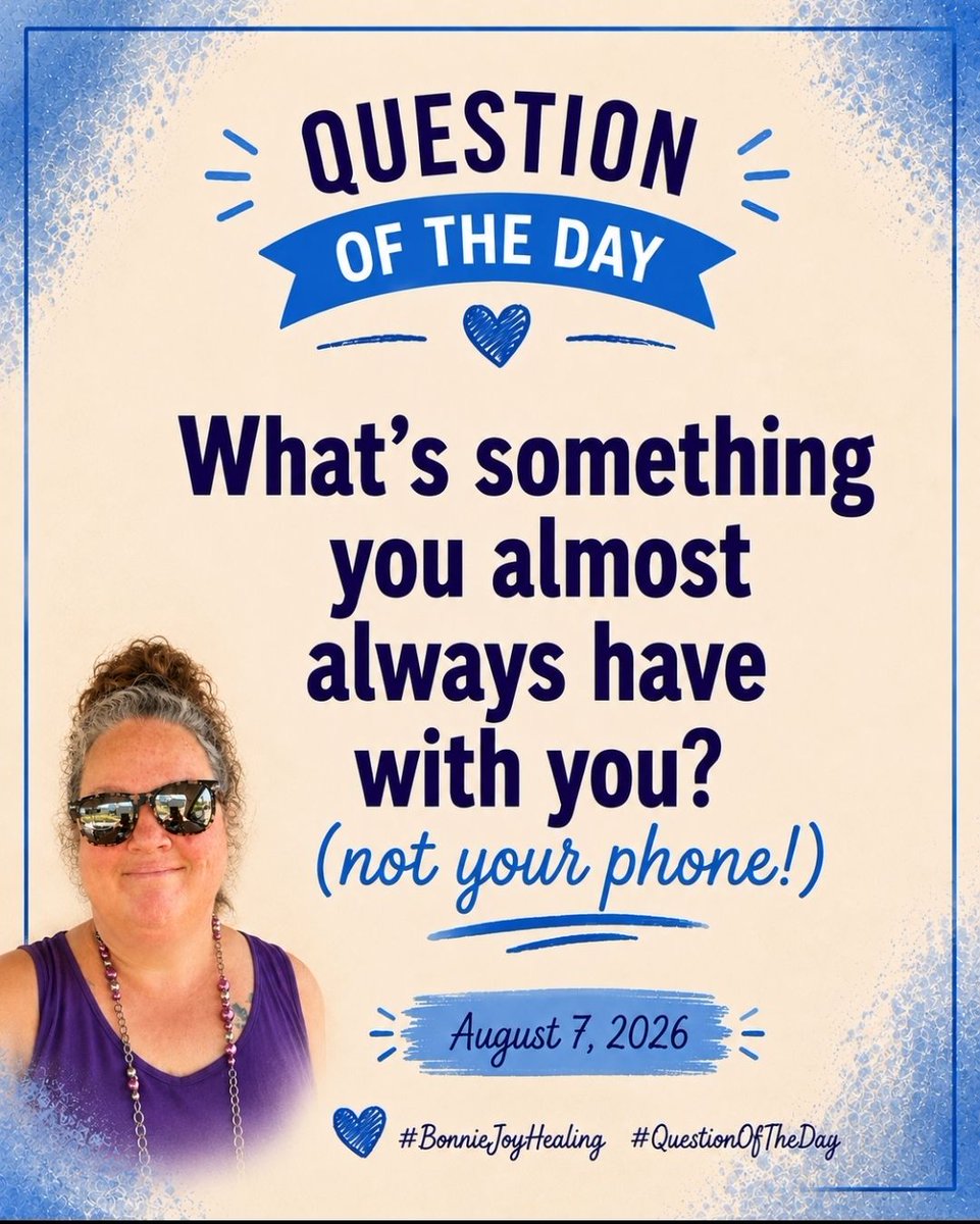 KristenDaneq's tweet photo. Question of the Day

For me, it’s a bottle of water. I’m so used to carrying one that I almost always have it with me. What’s something you almost always carry? Not your phone! https://t.co/Ii5hTjkWpe