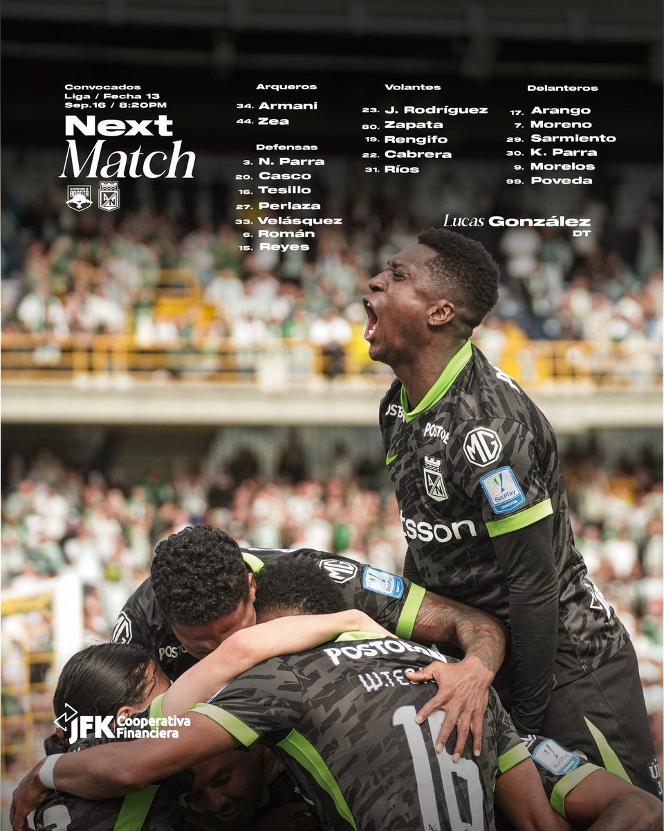 nacionaloficial's tweet photo. Compartimos la lista de convocados y el reporte médico para nuestro viaje, por la fecha 13, donde jugaremos ante Internacional de Bogotá. 

Vamos por otros tres puntos, Verdolagas 💚 

#VamosTodosJuntos https://t.co/RuH6oQixF1