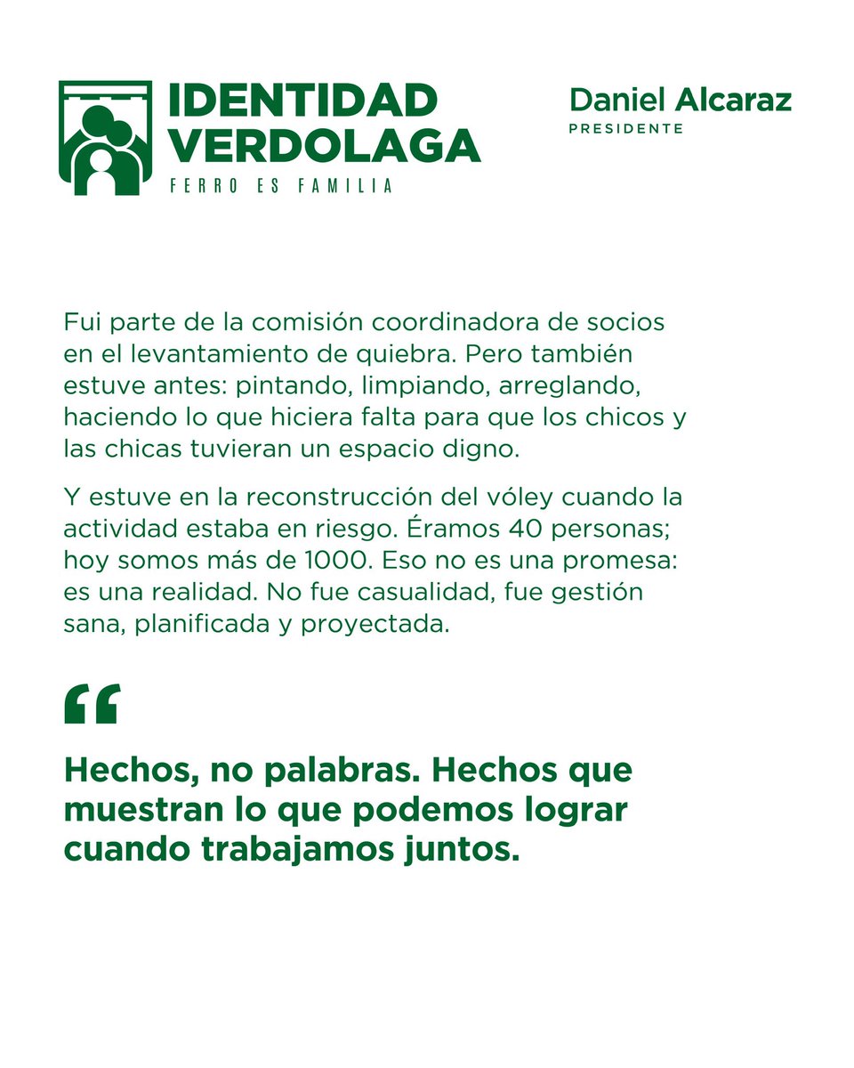 IdenVerdolaga's tweet photo. 𝐄𝐱𝐩𝐞𝐫𝐢𝐞𝐧𝐜𝐢𝐚 𝐩𝐚𝐫𝐚 𝐠𝐞𝐬𝐭𝐢𝐨𝐧𝐚𝐫. 𝐏𝐫𝐨𝐟𝐞𝐬𝐢𝐨𝐧𝐚𝐥𝐢𝐬𝐦𝐨 𝐩𝐚𝐫𝐚 𝐬𝐞𝐠𝐮𝐢𝐫 𝐜𝐫𝐞𝐜𝐢𝐞𝐧𝐝𝐨. 𝐏𝐞𝐫𝐭𝐞𝐧𝐞𝐧𝐜𝐢𝐚 𝐩𝐚𝐫𝐚 𝐜𝐮𝐢𝐝𝐚𝐫 𝐥𝐨 𝐪𝐮𝐞 𝐥𝐨𝐠𝐫𝐚𝐦𝐨𝐬.

Daniel Alcaraz, una vida ligada a @FerroOficial y la experiencia necesaria para seguir construyendo el club que queremos.

#IdentidadVerdolaga 💚
#FerroNoSeDetiene 🚂