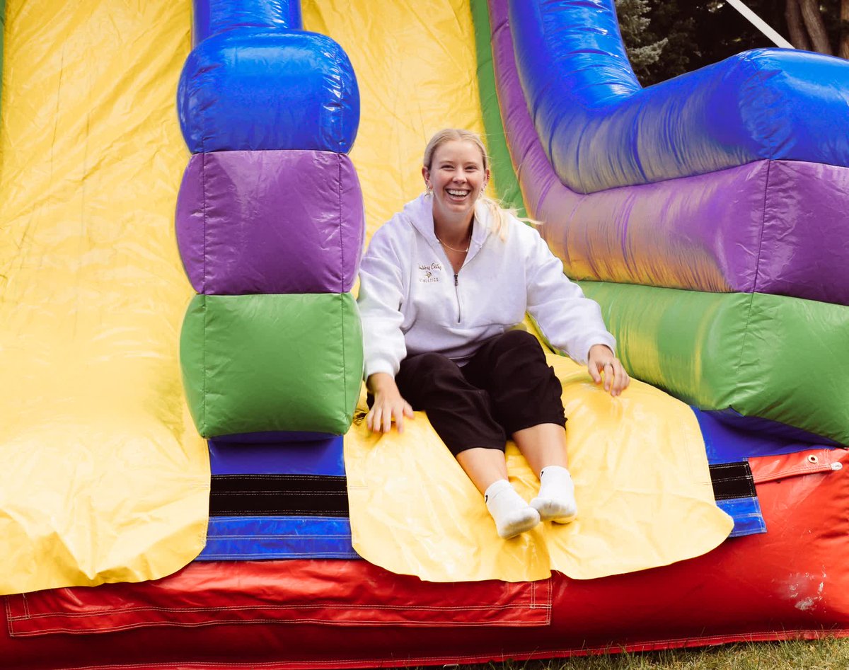 VCSU's tweet photo. We played like kids today! 🌈 🛝 🫟

Next up is coronation and the talent/talentless show starting at 7 p.m. in the Larry J. Robinson Center for the Arts. 👑

#VCSUVikings #VCSUHomecoming https://t.co/Yg9ToUw6IG
