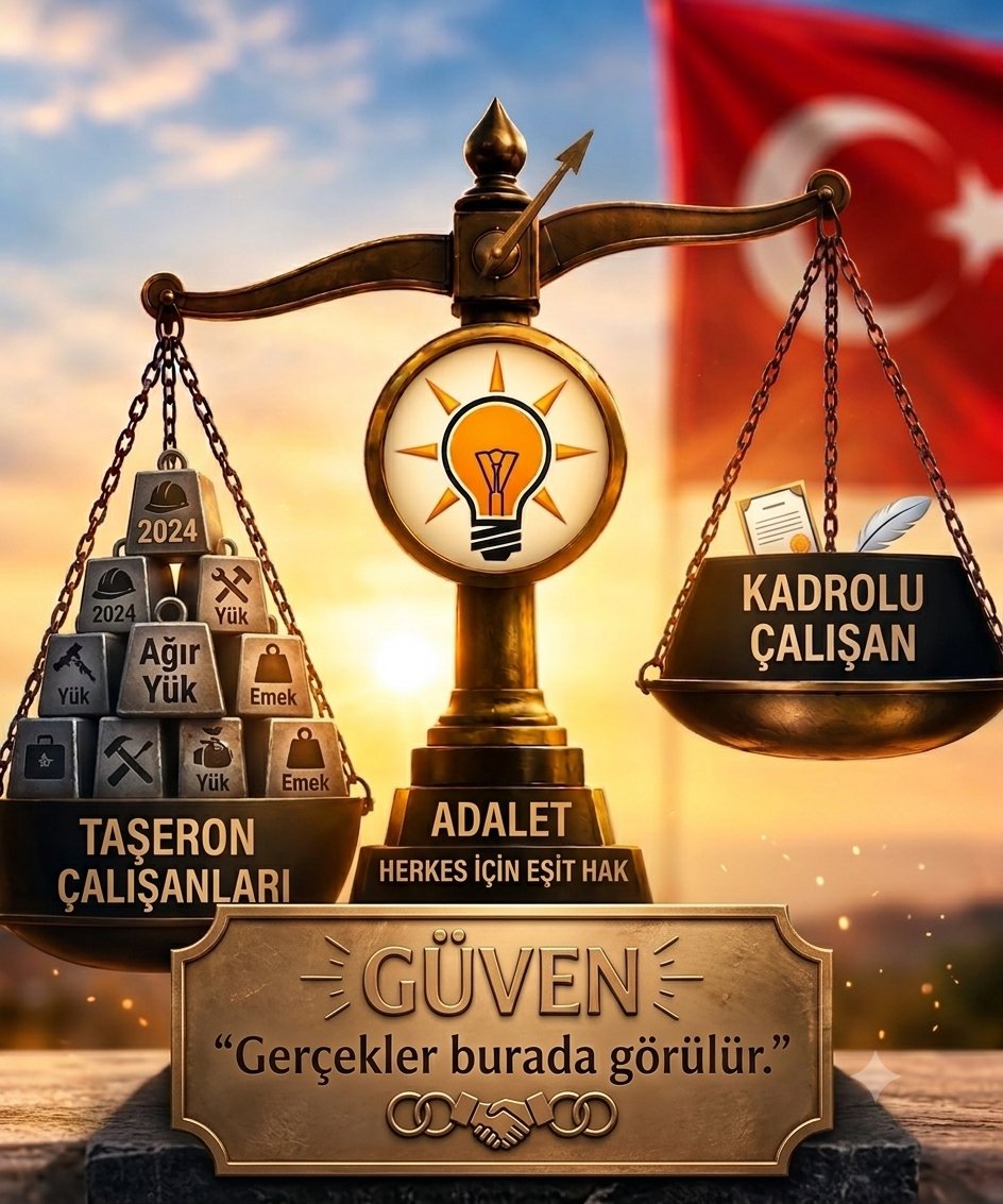 IcyerMerye96984's tweet photo. Emeğin değeri unvanla, statüyle veya sözleşme türüyle ölçülemez!
Aynı mesaisi olan, aynı çabayı gösteren ve aynı yükü taşıyan iki çalışanın kefeleri bu kadar dengesiz olmamalı. Taşeron sisteminin getirdiği güvencesizlik, gelecek kaygısı ve hak eksiklikleri; emeğe yapılan en büyük haksızlıktır.
Bizler ayırım değil, adalet istiyoruz.
Göstermelik eşitlik değil, gerçek ve kalıcı bir çözüm istiyoruz.
Terazinin dengesini sağlamak; sadece çalışanların değil, tüm toplumun vicdan borcudur. Taşerona son verilip tüm emekçilere kadro hakkı tanınana kadar mücadelemiz ve sesimiz devam edecek!
#TaşeronSonBulsun #KadroHakkı #EşitlikŞart #AdaletTerazisi #AlınTeriDeğerlidir #EmekçininSesi #Türkiyeİşçileri
@RTErdogan 
@isikhanvedat 
@Akparti 
@_cevdetyilmaz 
@akbasogluemin