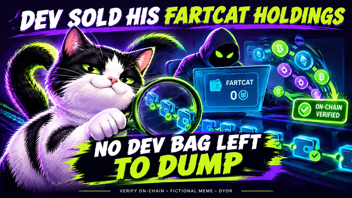 MUSEMCOIN's tweet photo. The dev sold his FartCat holdings. 💨🐈
No dev bag left to dump.
No hidden creator supply waiting for a surprise sell-off.
One less overhang.
One more reason to verify the wallets yourself.
CA:
As8wSGb2S9qyZcH9GWahvfuRQRyqFhMQGXQZeEQWpump

#FartCat #Solana #PumpFun #MemeCoin https://t.co/UsvodY39ZI