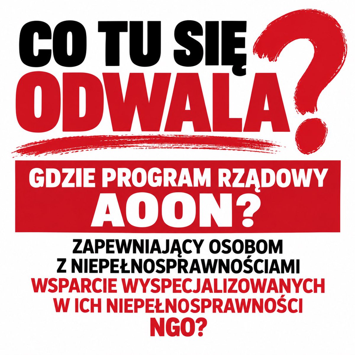 Monika24186103's tweet photo. Jestem w szoku. Właśnie przed chwilą z programu @kwiatkipolskie dowiedzieliśmy się od Bogu ducha winnej nowej @PelnomocnikON @Moni_Sikora , że od stycznia 2027 roku nasza dorosła córka z 4 kończynowym porażeniem mózgowym i tysiące osób z niepełnosprawnościami stracą jedyną szansę na godne życie-asystencję osobistą z programu rządowego realizowanego od lat a wprowadzonego przez rząd @pisorgpl.
Osoby z niepełnosprawnościami stracą godność i szanse na niezależność. 
Osoby ♿️ mieszkające w mieszkaniach wspomaganych stracą usługę asystencji osobistej realizowaną przez stowarzyszenia, które wspierają je od lat. Bo nikt inny nie bił się o to wsparcie …
Asystencja osobista jest jednym z filarów życia osób z niepełnosprawnościami poza instytucjami czyli DPSami. 
Była filarem …. 

Teraz słyszymy, że programu AOON dla NGO w 2027 r. nie będzie. Szok. Szok. Szok. 

Ktoś, kto to wymyślił, nie ma pojęcia, jak w praktyce wygląda asystencja osobista i jej koordynacja.

To nie jest usługa ośrodka pomocy społecznej świadczona przez pracownika od 9.00 do 14.00. 
Asystencja musi działać wtedy, kiedy człowiek żyje: rano, wieczorem, w weekend, gdy pracuje, uczy się, wychodzi z domu. Trzeba rekrutować asystentów, układać grafiki, organizować zastępstwa, zawierać umowy, rozliczać godziny i reagować na nagłe sytuacje.

I nie mówcie, że wyspecjalizowane NGO po prostu „wejdą” do programu JST. Za co mają to wszystko koordynować? NGO założone przez rodziny nie stać na dokładanie własnych pieniędzy do państwowej usługi. 

Jak sobie @MRPiPS_GOV__PL wyobraża 1.01.2027 w życiu osób z niepełnosprawnościami??? 

Skutek może być brutalny: ludzie tracą asystencję, rodziny rezygnują z pracy, a osoby z niepełnosprawnościami są wypychane z życia w społeczności w stronę DPS.

O to chodziło? 

@AgaBak @wlodekczarzasty @donaldtusk miała być ustawa i stabilne prawo do asystencji. To, co dzieje się teraz, jest dramatem.

To nie jest deinstytucjonalizacja. To droga w przeciwnym kierunku- Średniowiecza. Wstyd. 
Wstydem jest także wrobienie w to koleżanki w 8 miesiącu ciąży…. 

Dziękuję @basia_mille @JanMazu25925825 za grafiki. Pozwalam sobie użyć bo nie znajduję słów na takie działanie tego rządu. @MSzumowska @ustawaAOONteraz @UrszulaRusecka @AgaScigaj @mmzawisza @nomadmum81 @JagnaMarczulajt @M_Jozefaciuk @Aga_Klopotek @__Lewica @MartaLorczyk @ZandbergRAZEM @PrzemyslawZydok @MarlenaMalag @BorowiakJoanna @rozanekS @PorowskaAdriana @PremierRP @boholownia @KarinaBosak @krzysztofbosak @rados_krol @AnnaZabl @EwaKaliszuk @M_K_Blonska @KotulaKat @KUeberhan