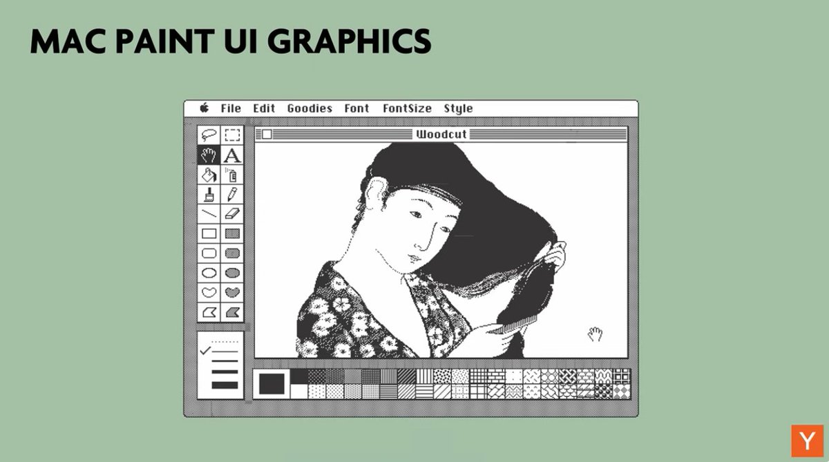 poetengineer__'s tweet photo. watching this susan kare (designer of icons/graphics for the original mac) talk and thinking about how accidental constraints can help make the most memorable designs by pressuring toward simplicity. https://t.co/LSgQ7daCcI
