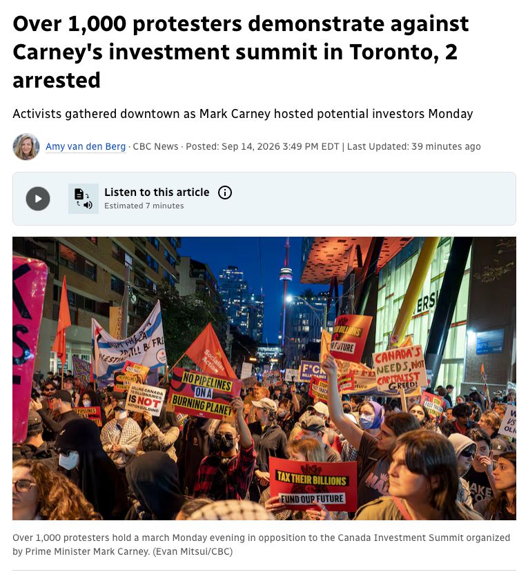 CanadiansOrg's tweet photo. "Nik Barry-Shaw, trade and privatization campaigner for the Council: "I've been looking around the table that Carney has set for this summer and I don't see any of us at the table," he said. "Does that mean we're on the menu?"

https://t.co/dOkVxgsrXu https://t.co/hYdLG5ItfZ