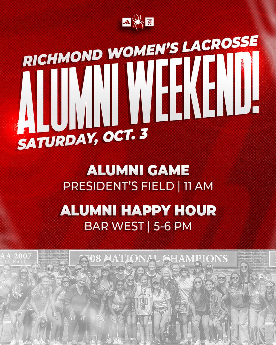 SpiderWLAX's tweet photo. Catch the Spiders this fall!

Register for alumni weekend here: https://t.co/JrZxF9VBS9

#OneRichmond | #RollDers https://t.co/j01zTDRlOB