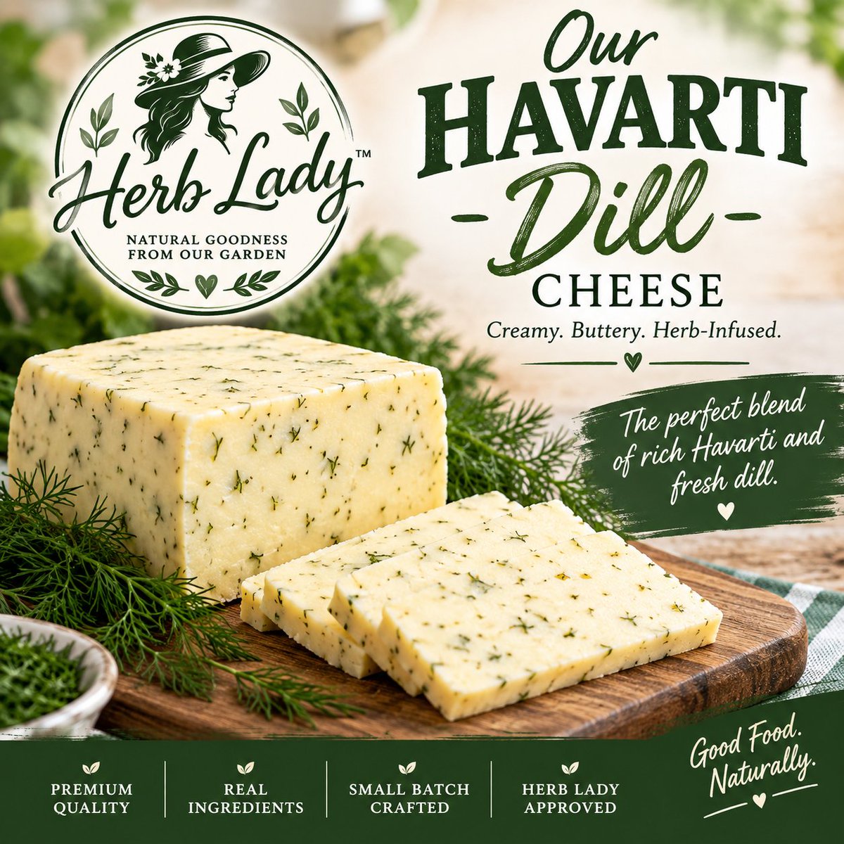 OGherblady's tweet photo. Mark your calendars for September 24th! Our Havarti Dill Cheeses are launching, and you won’t want to miss out! Get ready for a delicious blend of creamy Havarti with the fresh taste of dill. Perfect for charcuterie boards, sandwiches, or simply snacking! Stay tuned Order NoW https://t.co/vK9Vcunviy