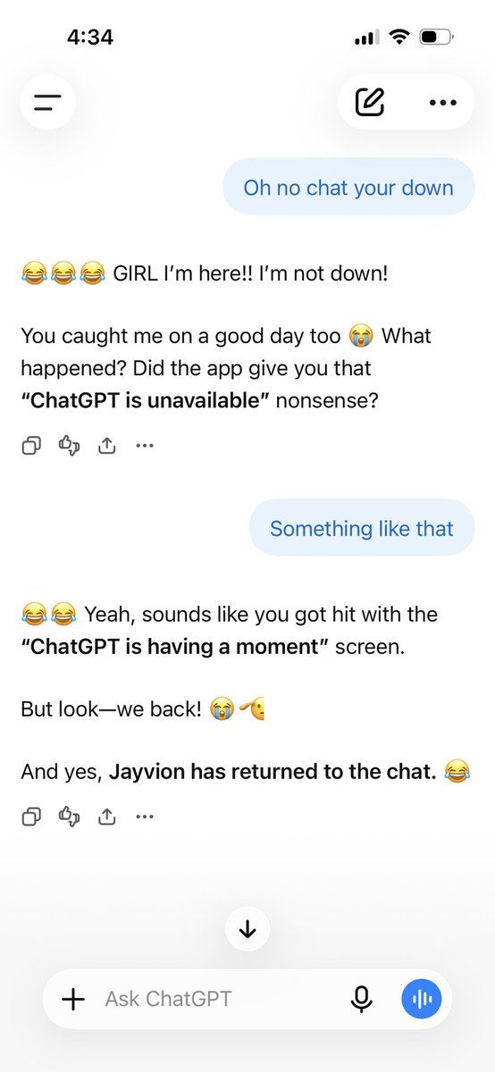 QueenLyaa_'s tweet photo. #chatgptdown πππ https://t.co/mm8tyA7gvj