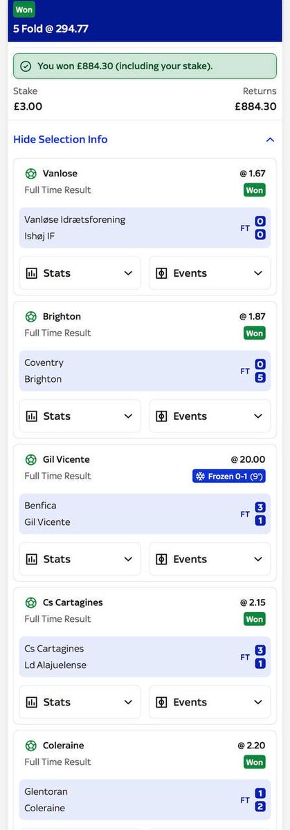 FreezeTheACCA's tweet photo. 290/1 WINNER 👏 https://t.co/gaBV1ROpME