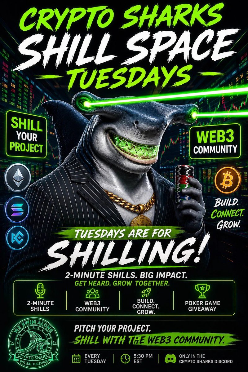 Jollypapyrex's tweet photo. Time to show up at the @CryptoSharksID space, lets come to support, lets come to get other projects visible too, no gm, just shill, lfg. https://t.co/8SoPktQmH0