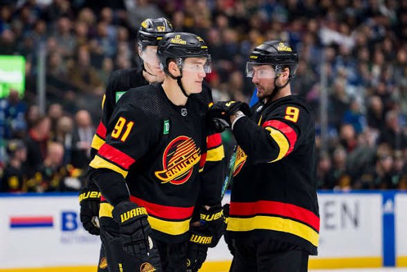RinkyReport's tweet photo. Zadorov on the Cam & Strick Podcast about JT Miller: "He's one of the best teamate I had. He's sometimes too straightforward and sometimes he has bad days & he's a little bit grumpy [...] He's going to go on the ice. He's going to die for you. That's all that matters. [...] Is just pissed me off when people make him like it was his fault over there. It wasn't his fault." #NYR #Canucks