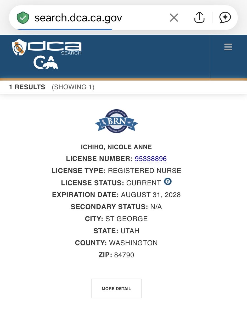 BackLEOs's tweet photo. @libsoftiktok @IUSD Here is her California nursing license information. A complaint can be filed with the California Board of Nursing for “Unprofessional Conduct,” at the link 

https://t.co/fk09I1SHuK https://t.co/gbruss1bu3