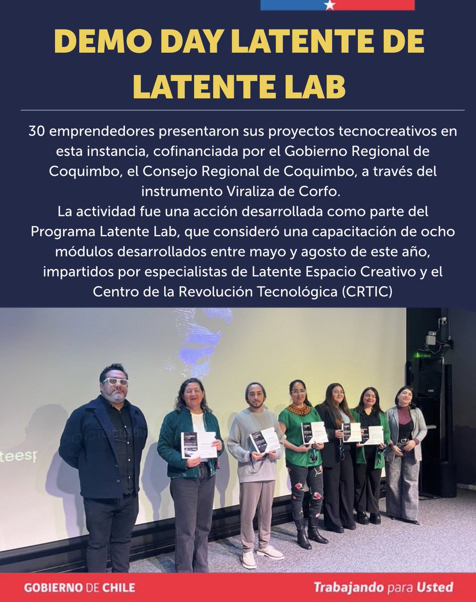 corfocoquimbo's tweet photo. ✅ 30 emprendimientos tecnocreativos formaron parte de Latente Lab, un programa de formación que potenció a estos negocios ligados a las industrias creativas con identidad regional. https://t.co/4PjcEE2i0T
