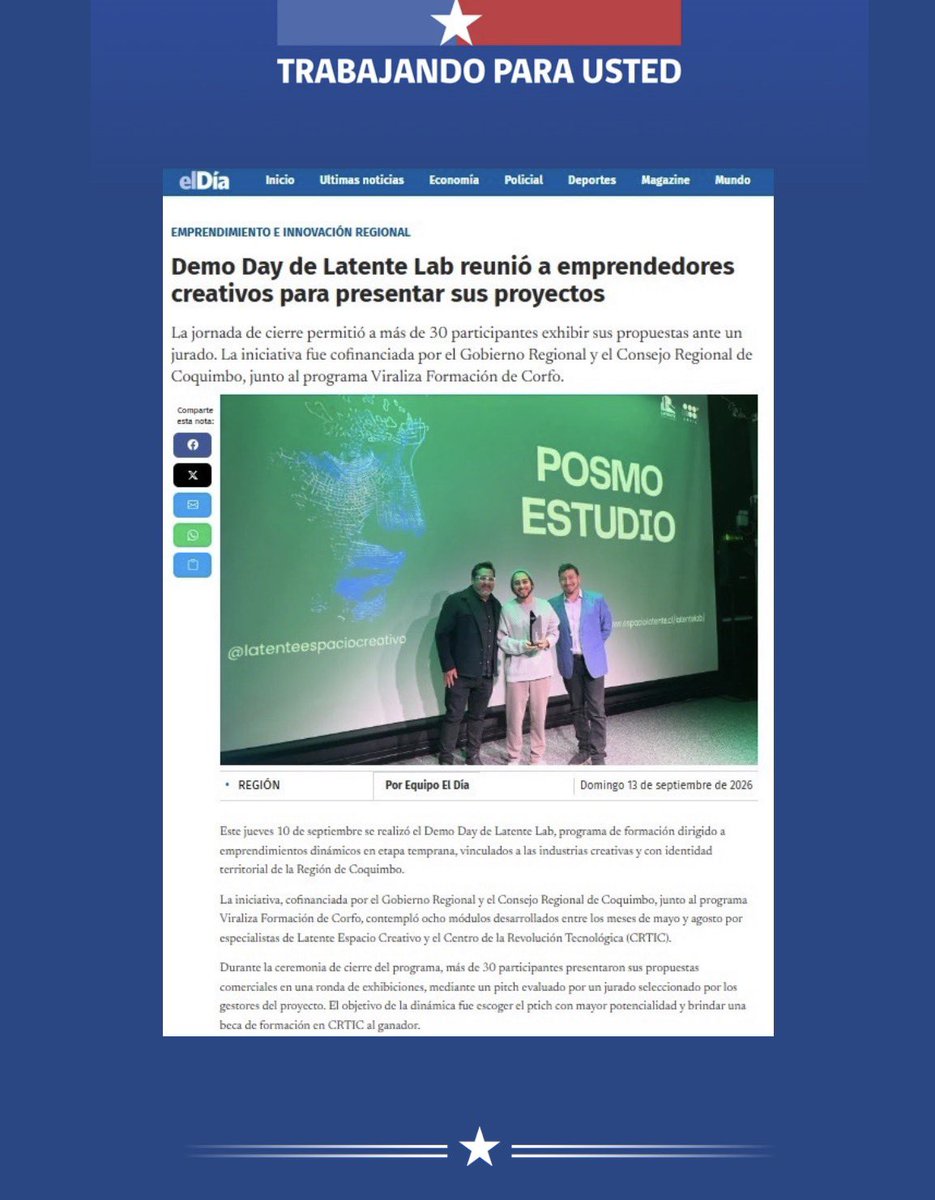 corfocoquimbo's tweet photo. ✅ 30 emprendimientos tecnocreativos formaron parte de Latente Lab, un programa de formación que potenció a estos negocios ligados a las industrias creativas con identidad regional. https://t.co/4PjcEE2i0T