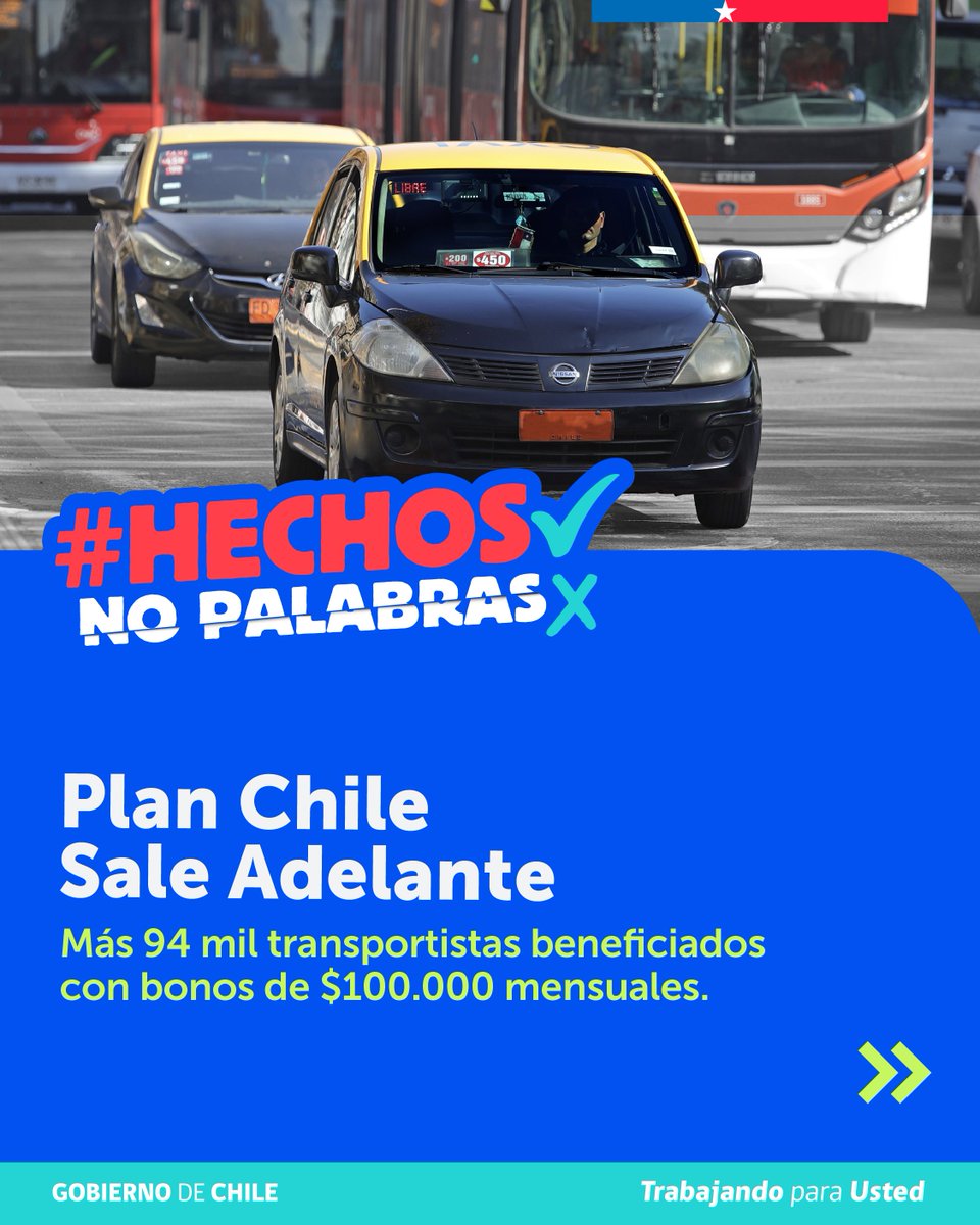 Subtrans's tweet photo. Transformamos el compromiso en acciones concretas para todo Chile. 🇨🇱✨ #HechosNoPalabras

🤝 Plan Chile Sale Adelante con más de 94 mil transportistas beneficiados.
💳 Pago 100% digital: Activo en Antofagasta, Calama y Tocopilla. Próximamente en Gran Valparaíso y Concepción. https://t.co/DSAyhSamQ7
