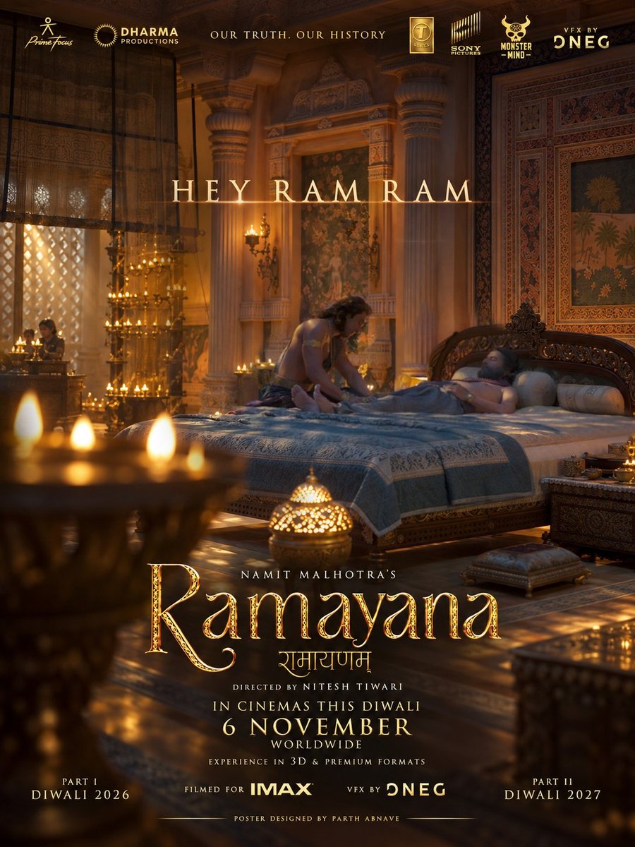 officialparthab's tweet photo. Our truth. Our history. Our Ramayana. 🕉️

Fan-Made Poster by me using ai.

A glimpse into the epic like never before. The scale, the emotion, the world — everything feels truly cinematic.

#Ramayana #Ramayana2026 #NiteshTiwari #IndianCinema #Bollywood #IMAX https://t.co/oHVBJLyoKK