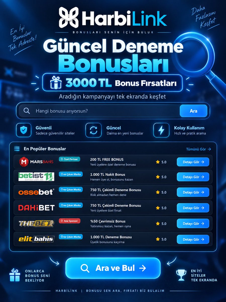 10_DenemeBonusu's tweet photo. 📌 Günün öne çıkan fırsatları! 🎯 3000 TL deneme bonusu fırsatlarını ve güncel kampanyaları keşfet.
Kampanyalar, bonuslar ve güncel seçenekler seni bekliyor. 💎

🎁 https://t.co/5yCo2UTNjU
📲 https://t.co/PMNSxxesmC

#bonusverensiteler #denemebonusu #guncel https://t.co/2LrDUxEgY1