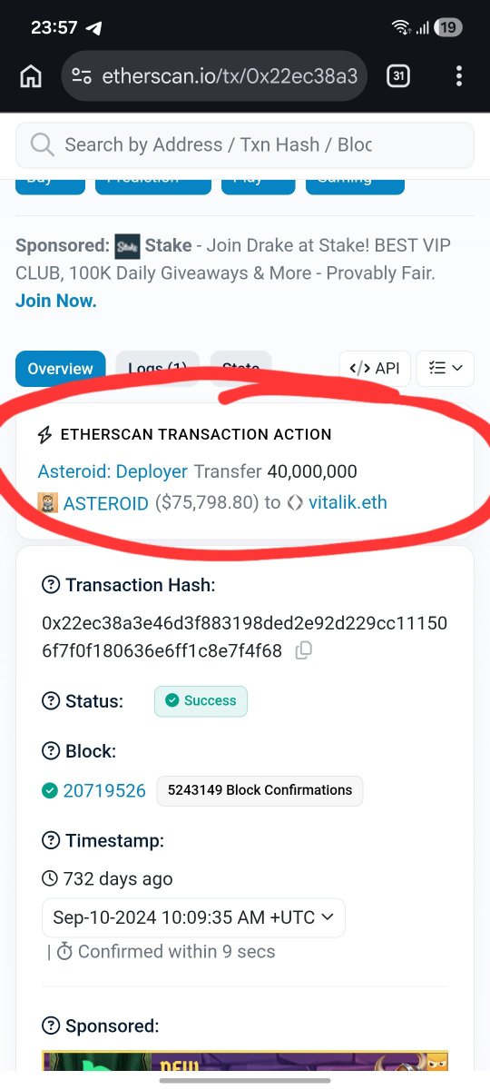 NoName000999111's tweet photo. @ethereumfndn @thedaofund 10 sep 2024 the original deployer sent you 40m asteroid, Not the current community CTO.

29 apr 2026 that bag $114.000 got sold after it already pumped.
Almost 5 months now, still no explanation. @VitalikButerin https://t.co/VCeEJHDxVw