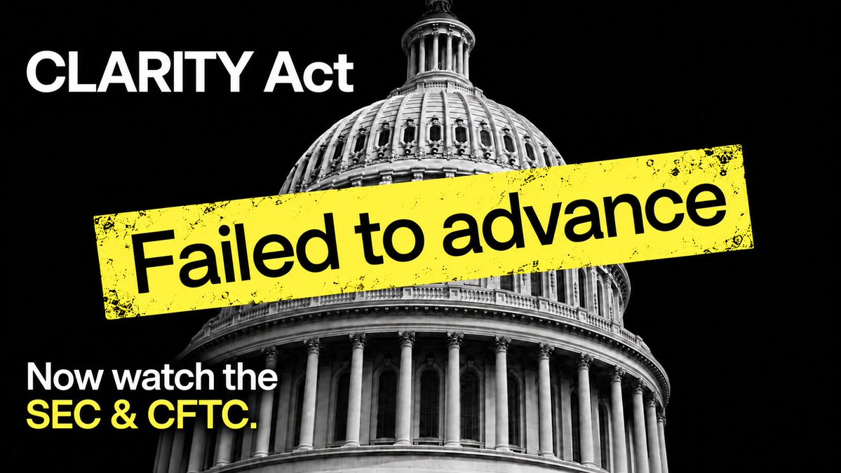 wmchain's tweet photo. CLARITY failed to advance.

The SEC has a plan to help eligible crypto projects raise money.

The bill also deals with customers’ money when a platform goes bust.

The fallback is real. It isn’t a copy of CLARITY. 🧵 https://t.co/ilU3QicssK