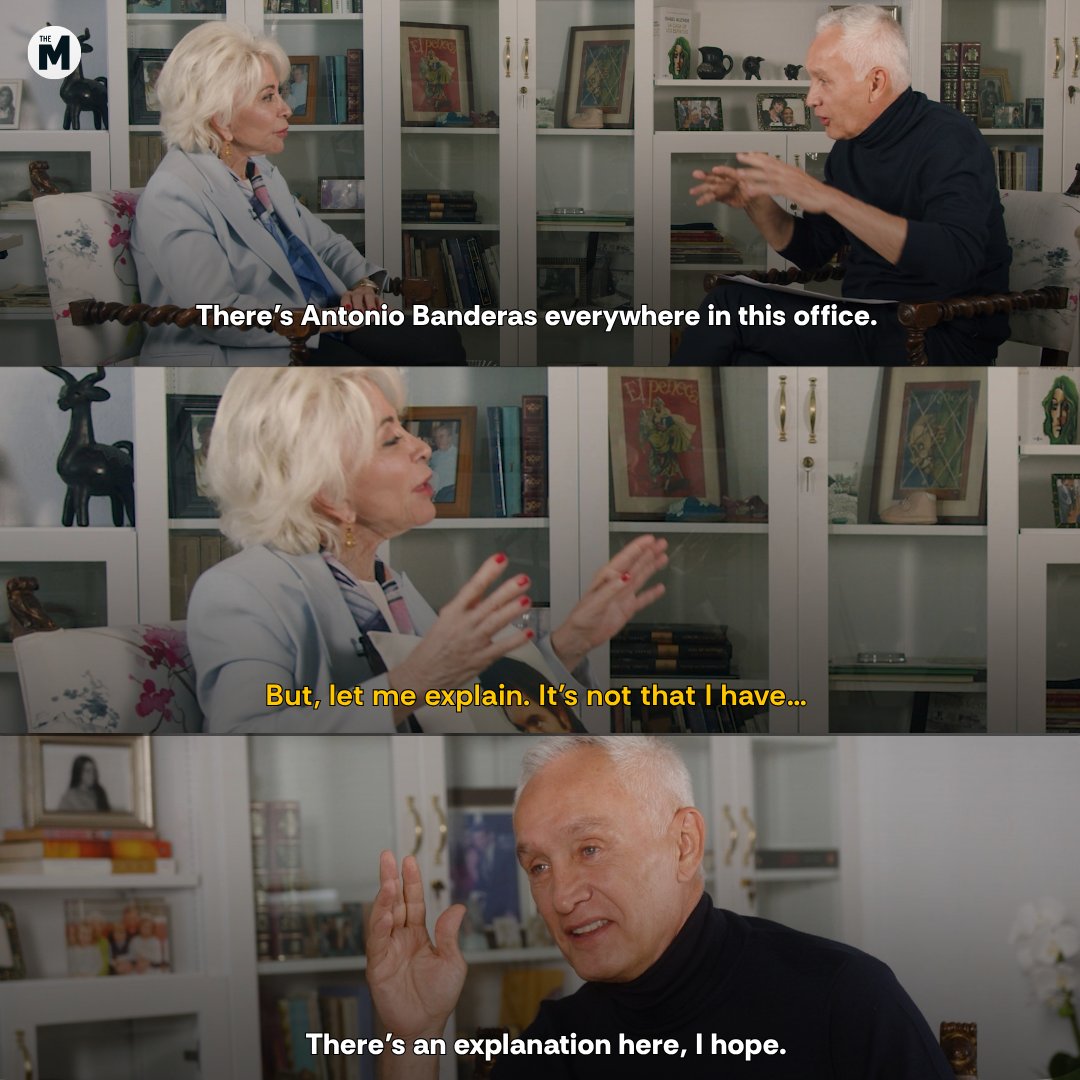 TheMomentPod's tweet photo. Novelist and activist Isabel Allende tells Jorge Ramos (@jorgeramosnews) that yes, there is a story behind her Antonio Banderas shrine. https://t.co/GKV2QH6hlJ