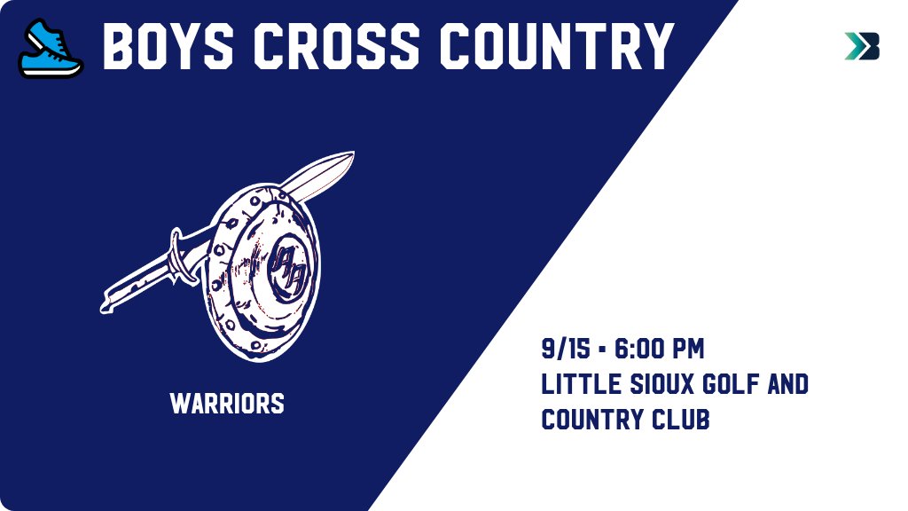 WarriorAthPer's tweet photo. Boys Cross Country (Varsity) Meet Day! - Check out the event preview for the Alta-Aurelia Warriors. It starts at 6:00 PM and is at Little Sioux Golf and Country Club. https://t.co/IZYEaUbUwz