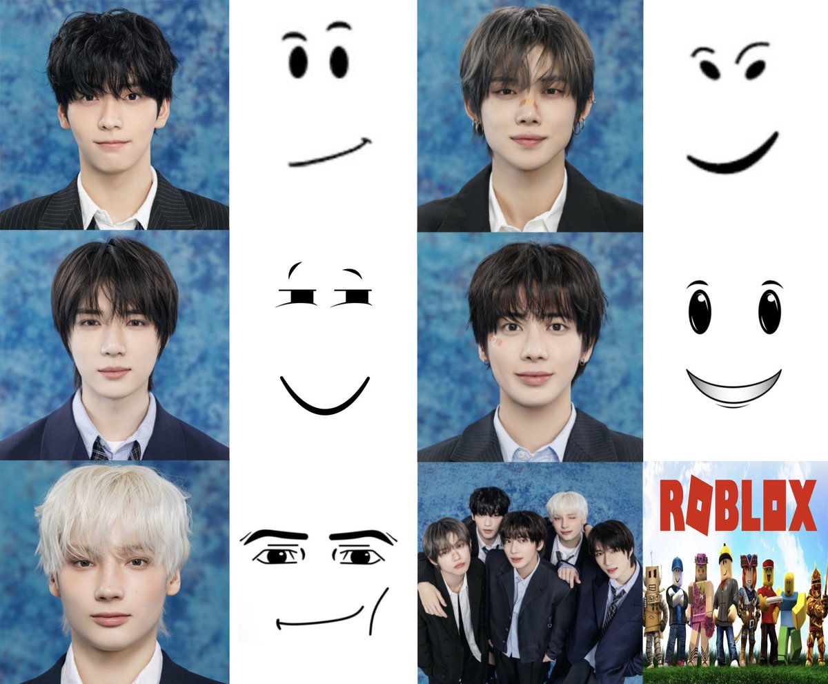 wonyawnzzn's tweet photo. txt as roblox faces https://t.co/017Gz5PAzI
