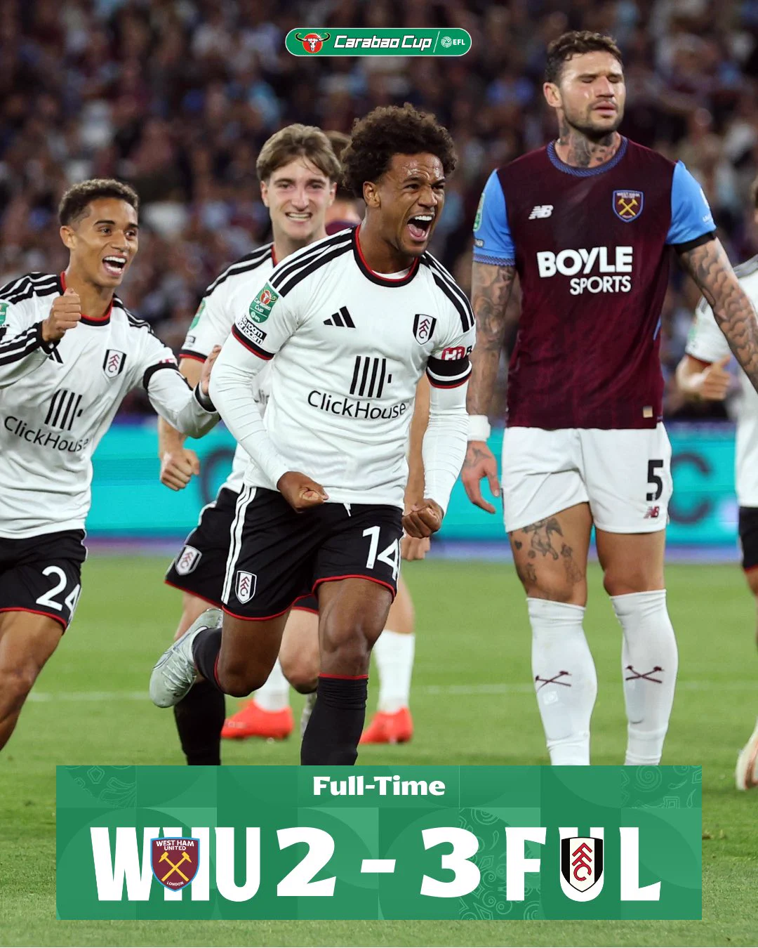 West Ham 2-3 Fulham | EFL Cup