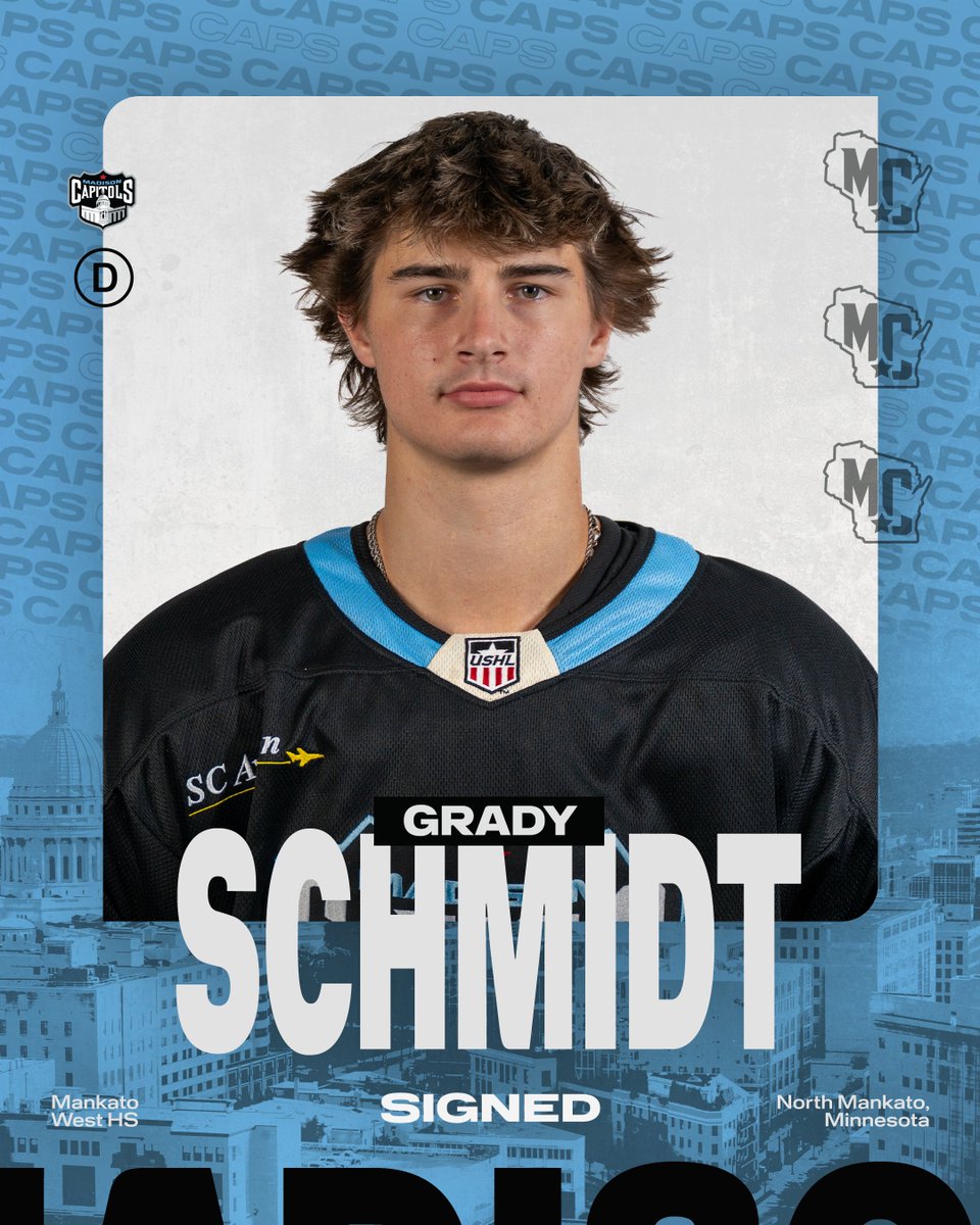 MadCapsHockey's tweet photo. The team just got a lot taller.

We've signed Grady Schmidt to a Standard Player Development Agreement for the 2026-27 season.

#GoCapsGo https://t.co/noIfwFYL9O