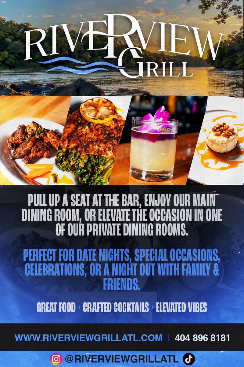 DJSCREAM's tweet photo. Pull up on us at Riverview Grill this week! Great Food! Great Vibes! Great Cocktails!

6025 Riverview Rd
Mableton GA 30126 

Book on @resy ‼️ https://t.co/7JNW6B3XHt