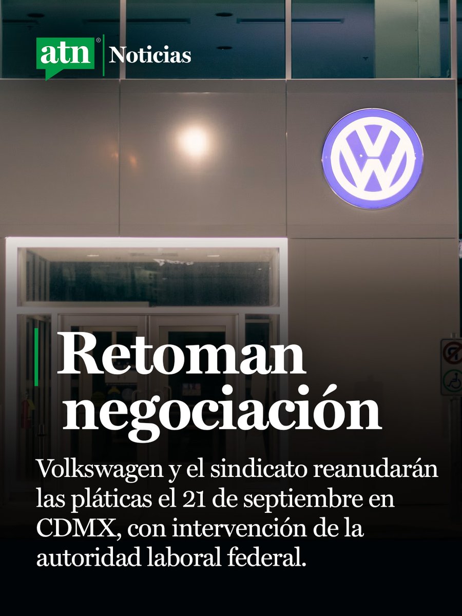 latropical102's tweet photo. 🚨🏭 El SITIAVW prorrogó la prehuelga en Volkswagen de México hasta el 2 de octubre, a las 11:00 h. 

El sindicato señaló que agotará el diálogo, pero mantiene vigentes sus mecanismos legales de defensa.

#ÚltimaHora #Puebla #Volkswagen https://t.co/fuKqYcP2AU