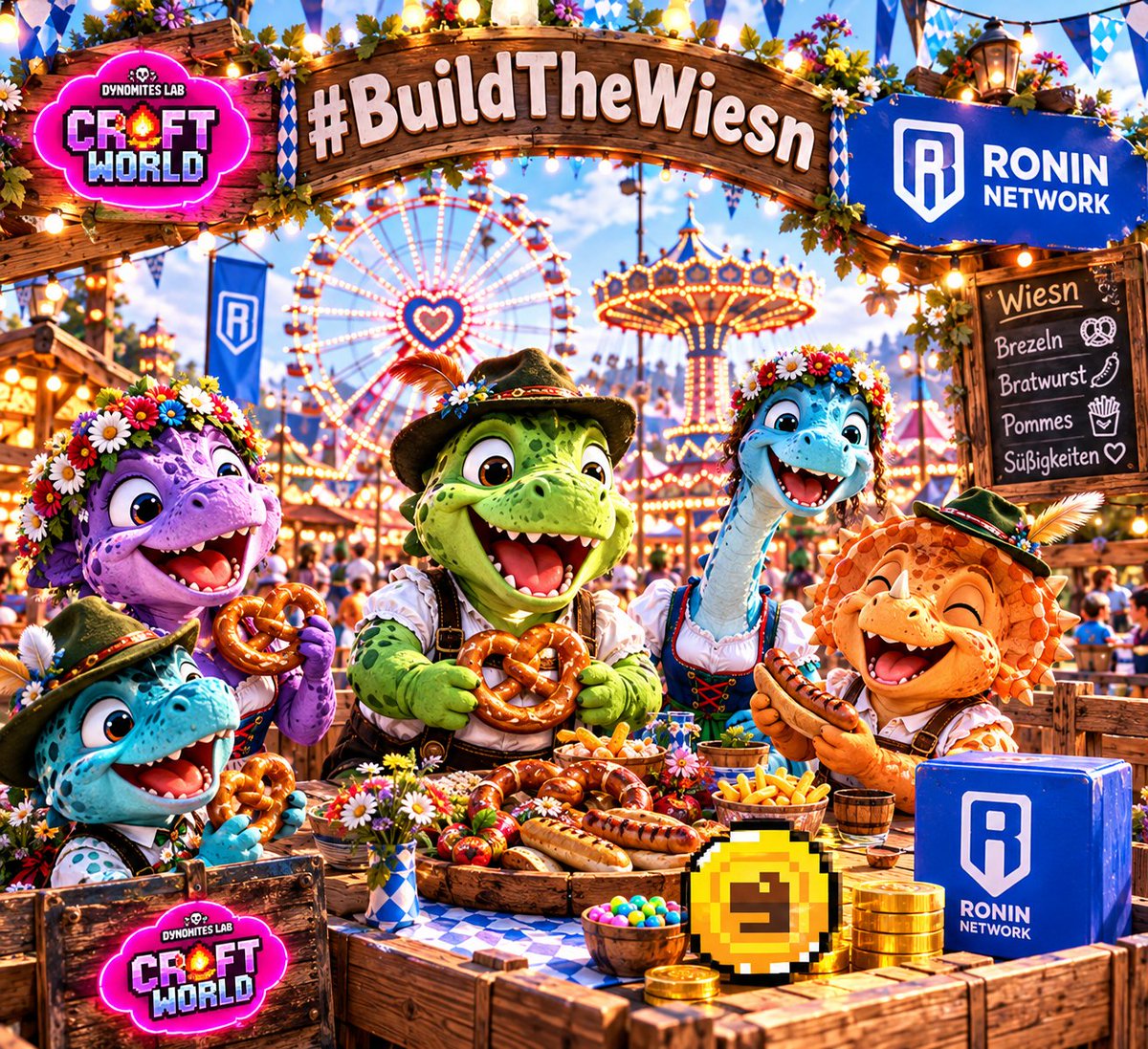 morymagdy404's tweet photo. @AngryDynomites on @Ronin_Network 
The dinosaurs devised a set of military tactics for the Bavarian mission 🦖🥨:

🥨 Pretzels

🌭 Bratwurst (spicy sausages)

🍟 French fries

🍭 Sweets and colorful candies

🥗 Assorted snacks and appetizers
#DynoMindshare #BuildTheWiesn https://t.co/4uqDqBt7Rk