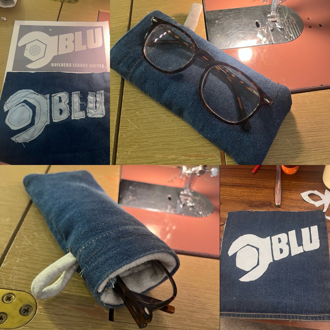 chromolyqueer's tweet photo. idk how to sew but I freehanded this glasses case to test it out, and tried to make a "patch" but that that didn't go as well https://t.co/xWyShxsN3I