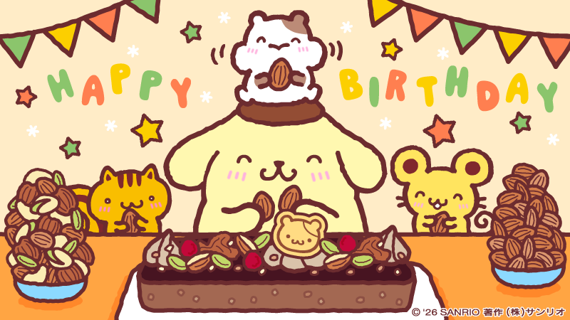 purin_sanrio's tweet photo. ハッピーバースデー、マフィン！ みんなでナッツパーティーだね♡ https://t.co/paoi9IC8EU