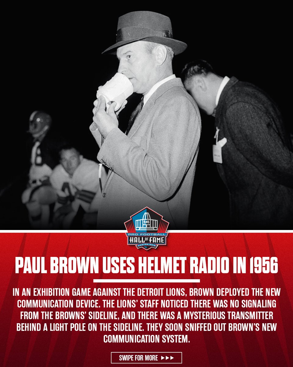 ProFootballHOF's tweet photo. 67 years ago today, the helmet radio transmitter changed the game 🏈 https://t.co/rpNdv0KAEO