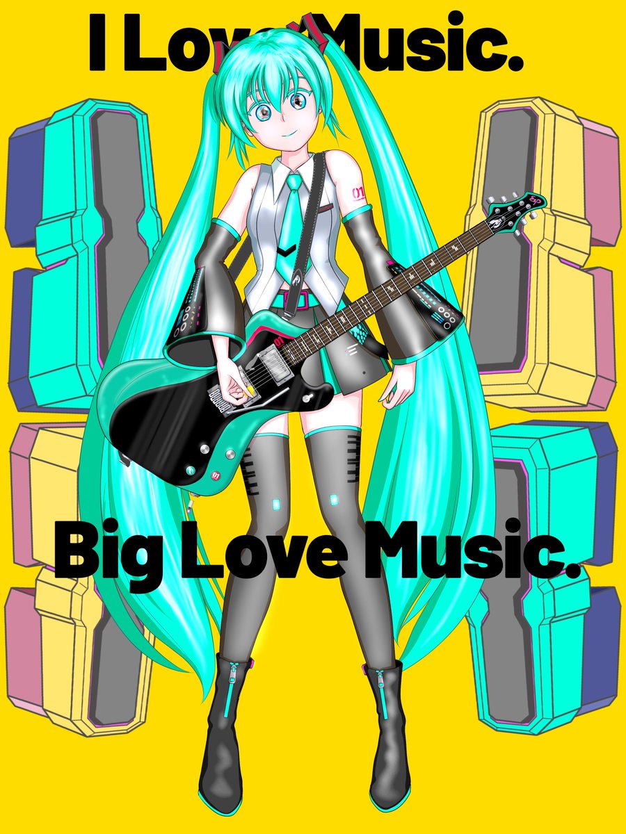 koh119222's tweet photo. #ねこたちのえたち 
#初音ミク 
#illustrationㅤ 
愛してるぜMusic！🎸🥁 https://t.co/XgQkQr4911