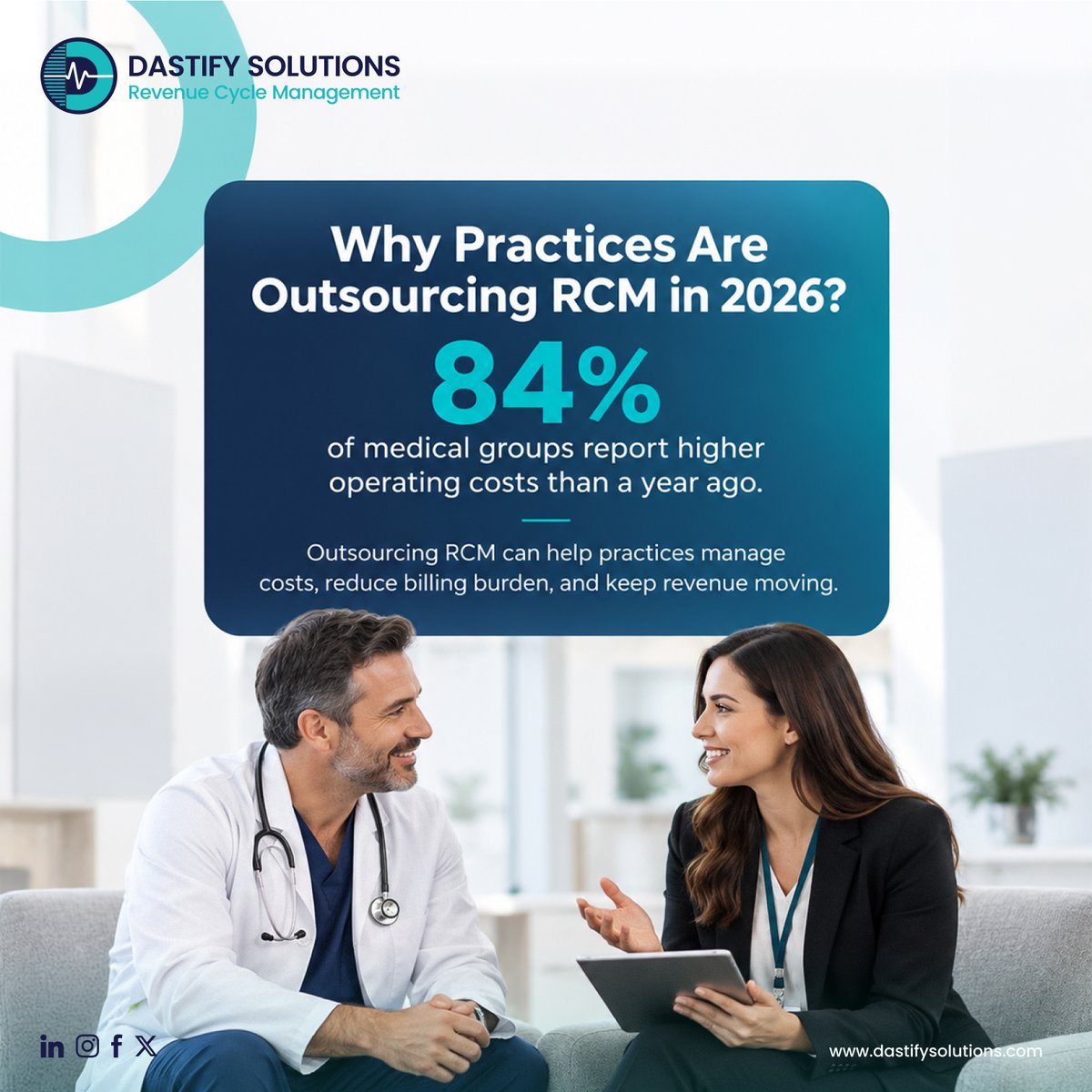 dastifyUSA's tweet photo. Rising costs are changing how practices manage their revenue cycle. The right RCM partner can provide expert billing support, and ongoing oversight without adding to your in-house workload.

#rcm #medicalbilling #rcmoutsourcing #healthcarerevenue #dastifysolutions https://t.co/2yYvXni3sL