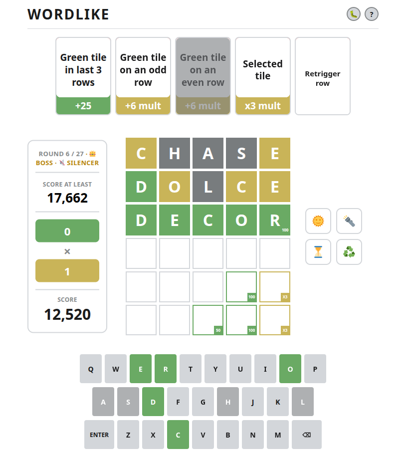 0xocteezy's tweet photo. I built a Wordle roguelike. 

Score points, unlock modifier cards and consumables, stack combos and fight boss rounds.

Alpha is live, have fun!

https://t.co/uTRTbsLDQA https://t.co/84CwEIfqUx
