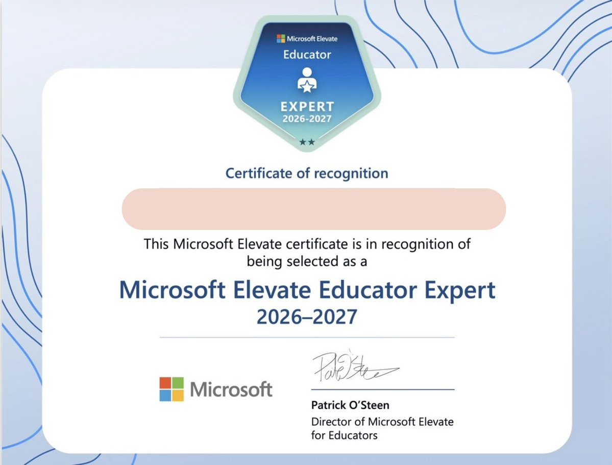 AaM83L's tweet photo. بفضل اللّٰه حصلت على شهادة خبير مايكروسوفت المتميز في التعليم 2026-2027
Microsoft Elevate Educator Expert برنامج
2027-2026 
خطوة جديدة في رحلة التعلم والتطوير المستمر لتقديم أفضل الحلول التعليمية الرقمية.. 
@MicrosoftEDU https://t.co/0RPoJ49LUF