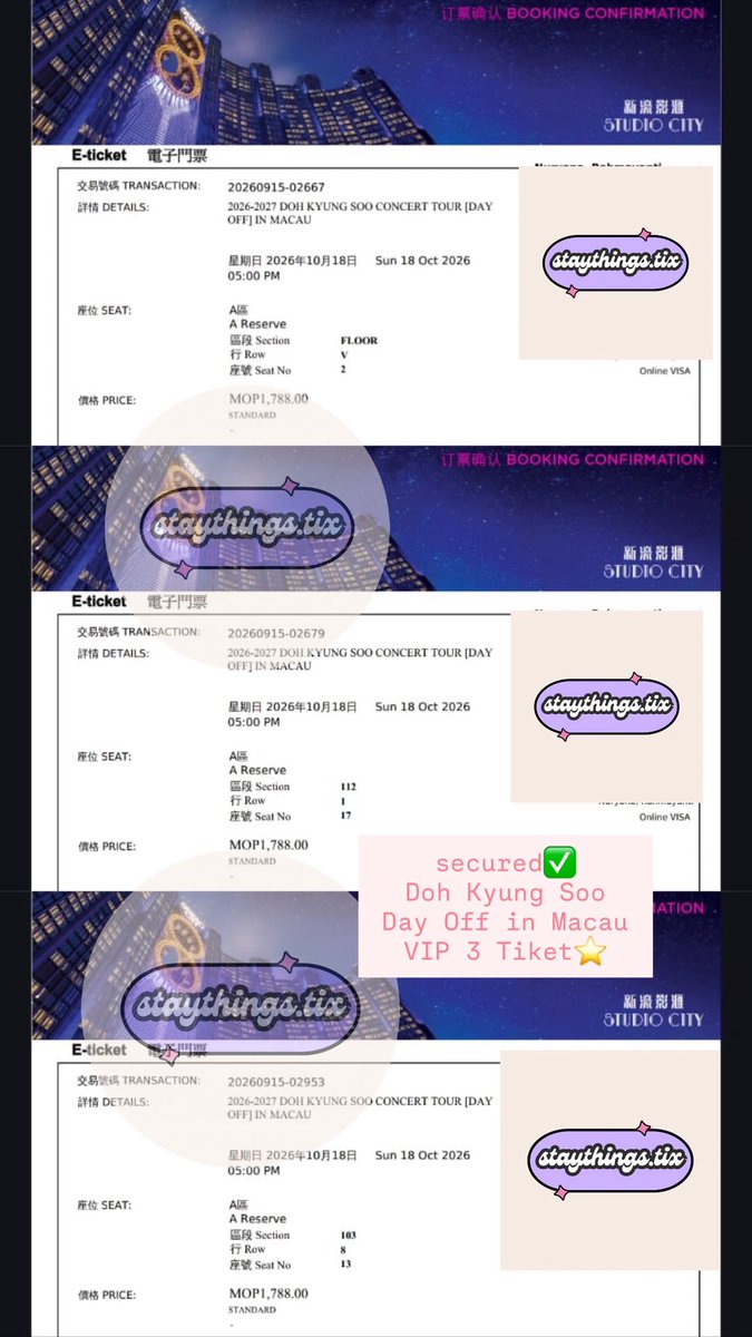 staythings_foru's tweet photo. secured D.O Macau 3 tix VIP ✅

melawan bot china vs real human 😭 https://t.co/Afue73D7vu