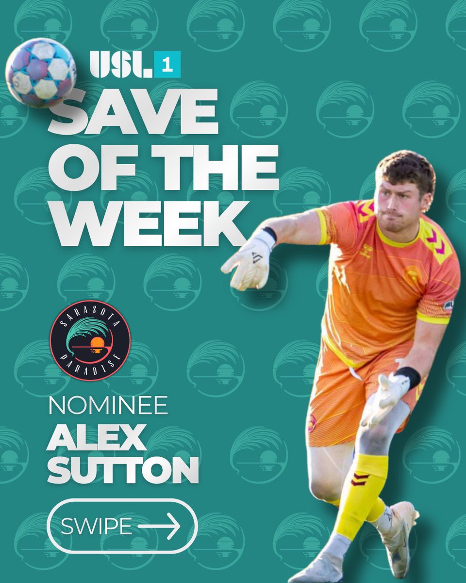 SRQ_Paradise's tweet photo. Save Of The Week 🧤⚽️

Congrats to Alex Sutton on being nominated for Save Of The Week for Week 28

Make sure to vote for his save here: https://t.co/Mc3keAnjXl

Voting expires Thursday at midnight https://t.co/lPUcfMytvm