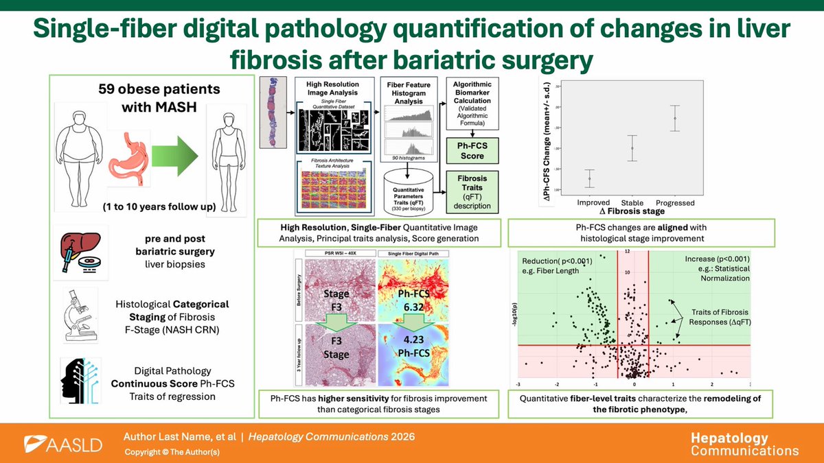 HepCommJournal's tweet photo. 📑 AI-assisted🤖, single-fiber digital pathology quantification of changes in liver fibrosis after bariatric surgery‼️
#LiverX #OpenAccess

https://t.co/mkvPeli74i https://t.co/8ZiGFZkgvT