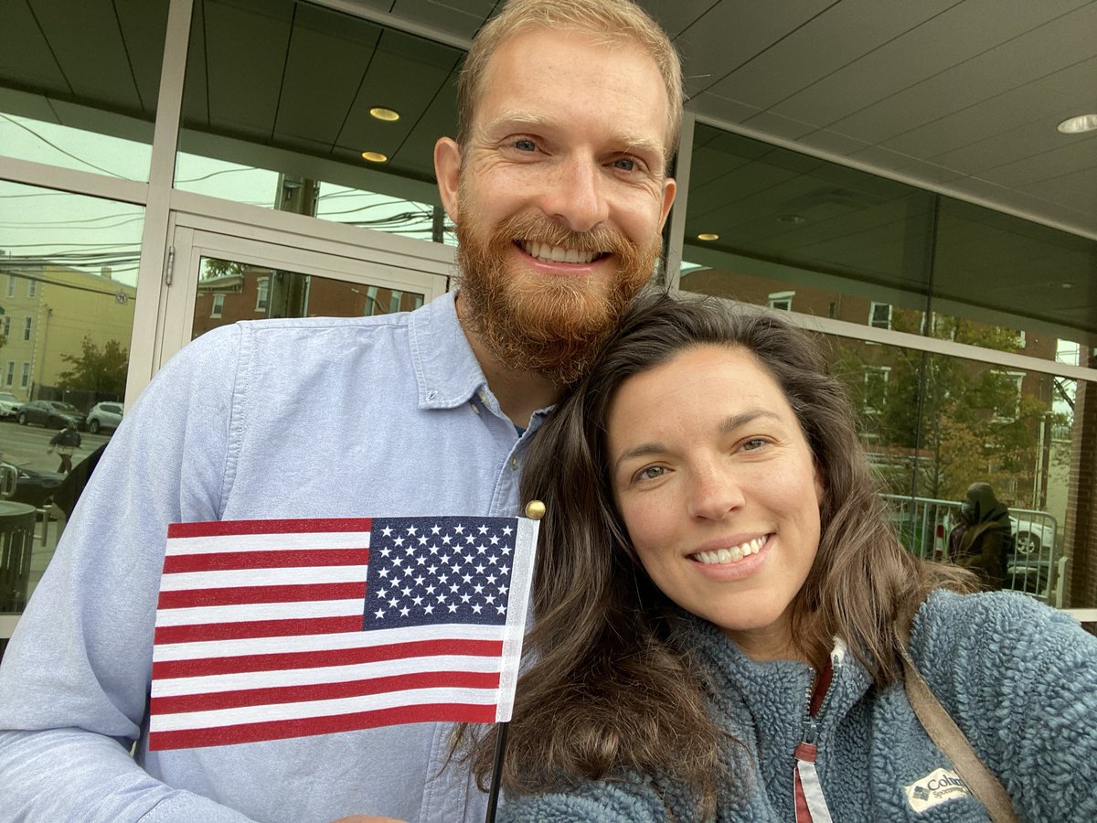 MegEBrock's tweet photo. The day my husband, a legal immigrant,  become an American was a proud day for our family.

There’s no such thing as a “heritage American.” 

Just Americans.  

We love America and will always fight to leave it better than we found it for our children and grandchildren. https://t.co/56g7v5zOFU