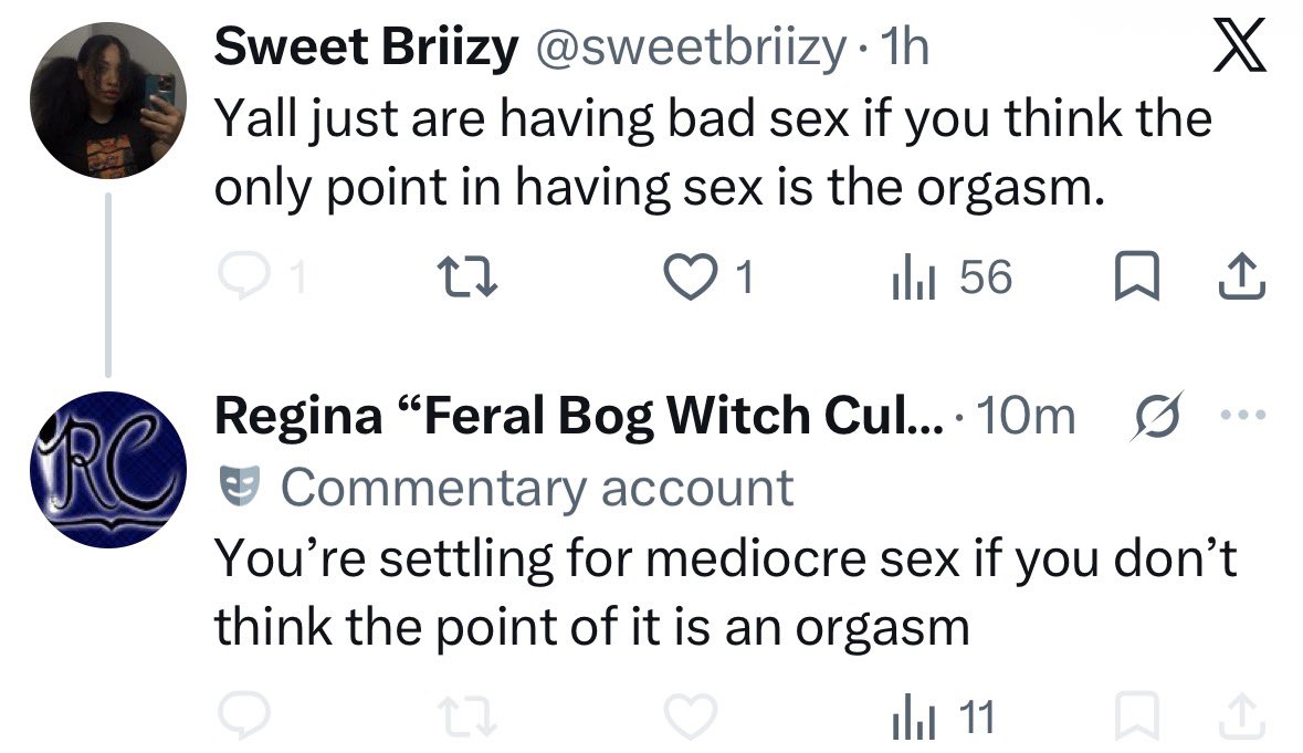 sweetbriizy's tweet photo. I’ve figured it out. They don’t like sex. They like orgasms. https://t.co/4NH6q6Xs9P