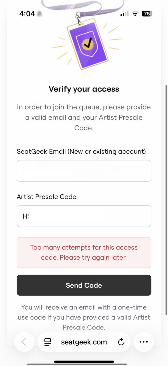 itsbriaaa's tweet photo. you literally cannot be serious. waited an hour on the first page, just for the queue to refresh, make me re-verify my identity 4 times, and now my artist presale code is no longer valid. 

getting harry styles tickets has been a nightmare for me https://t.co/oscuD4bMZ3