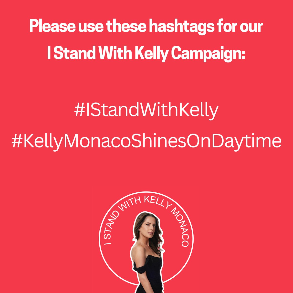 IStandWithKelly's tweet photo. KeMo Squad!!

This weeks hashtags will be:

#IStandWithKelly #KellyMonacoShinesOnDaytime

Let's remind everyone that we love and miss Kelly. We want her back on our screens where she belongs!  Per @kellymonaco1, please keep it kind and positive‍ 🌟 https://t.co/PRPwsxujjM