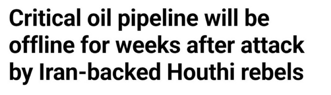 BrokeSource's tweet photo. 🇸🇦 - 🇾🇪 Média américain : 

« Des pipelines seront coupées pendant plusieurs semaines suite à l'attaque menée par les rebelles yéménites soutenus par l'Iran. » https://t.co/smEcmaF9NO